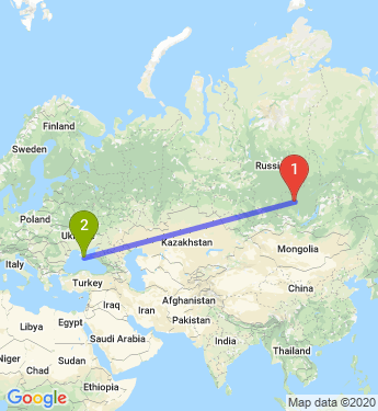 Маршрут из Братска в Симферополя