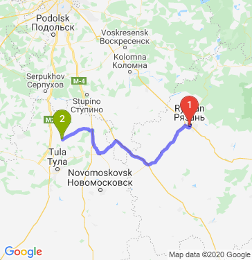 Маршрут из Рязани в Ясногорска