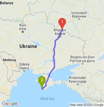 Маршрут из Белгорода в Симферополя
