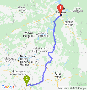 Маршрут из Перми в Наратлы