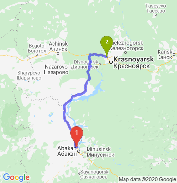 Маршрут из Черногорска в Емельяново