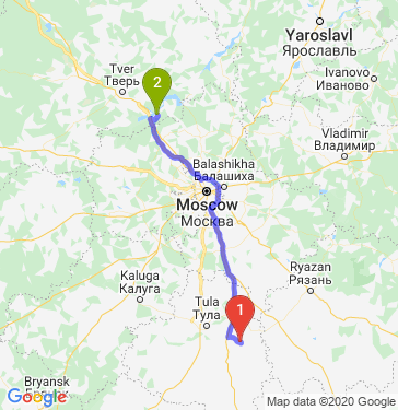 Маршрут из Новомосковска в Вахонино