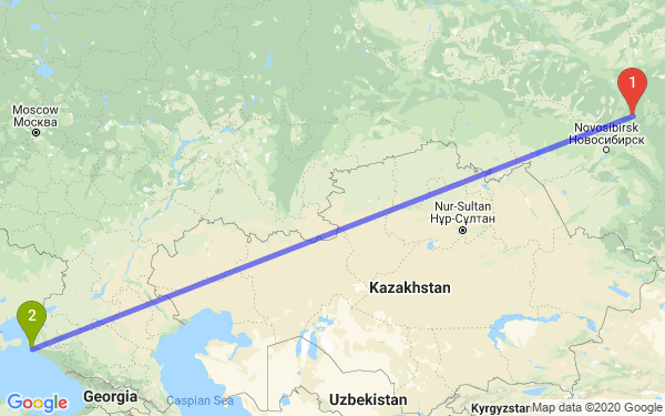 Маршрут из Томска в Анапу