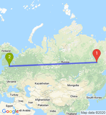 Маршрут из Якутска в Санкт-Петербург