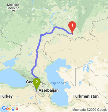 Маршрут из Оренбурга в Ереван