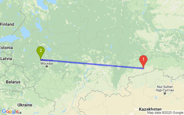 Маршрут из Кургана в Тверь