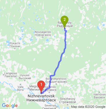 Маршрут из Нижневартовска в Радужный