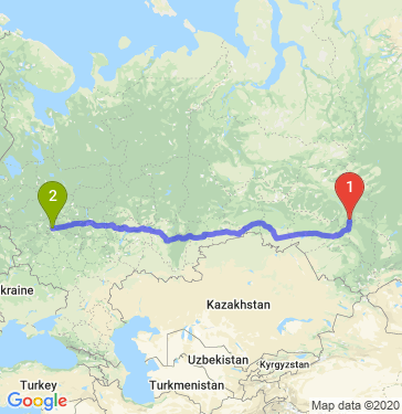 Маршрут из Кисловки в Москву