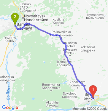 Маршрут из Бийска в Барнаул
