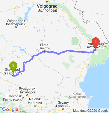 Маршрут из Астрахани в Михайловск