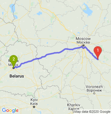Маршрут из Рязани в Минск