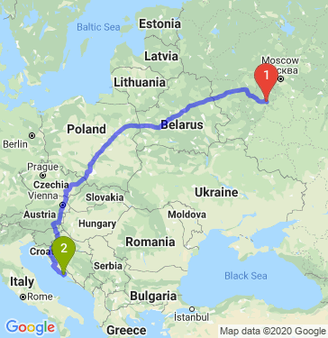 Маршрут из Калуги в Сплита