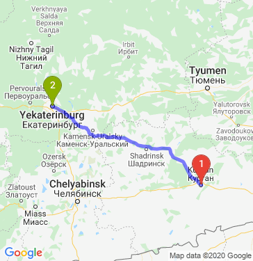 Маршрут из Кургана в Екатеринбург