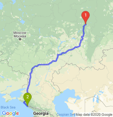 Маршрут из Перми в Сочи