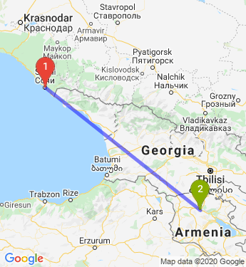Маршрут из Сочи в Ванадзор
