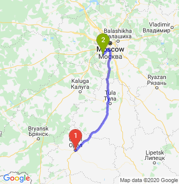 Маршрут из Орла в Москву