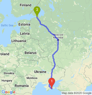 Маршрут из Феодосии в Санкт-Петербург