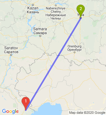 Маршрут из Астрахани в Уфу