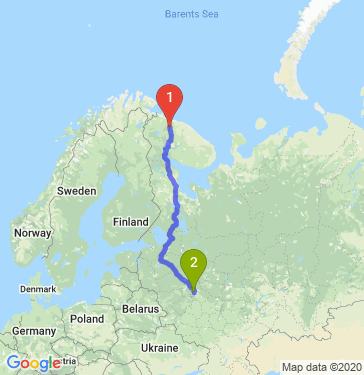 Маршрут из Мурманска в Москву