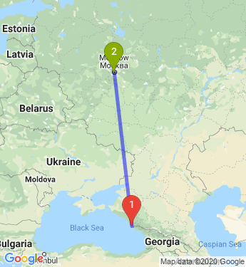 Маршрут из Сочи в Москву