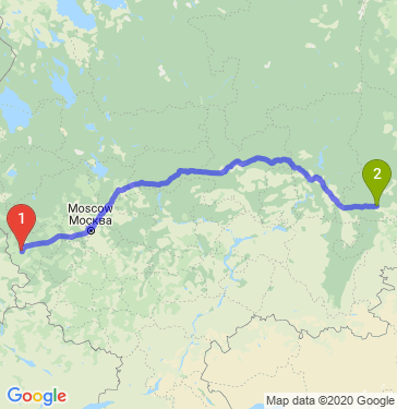 Маршрут из Смоленска в Екатеринбург