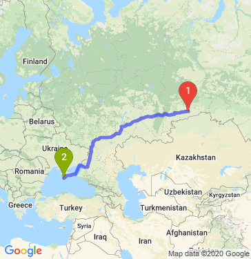 Маршрут из Кургана в Инкермана