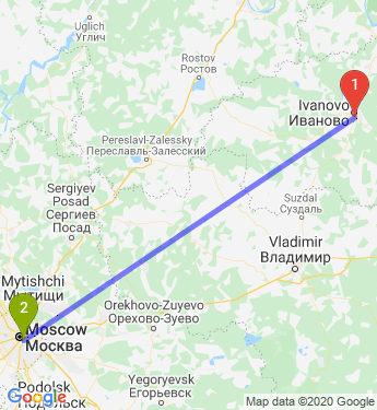Маршрут из Иванова в Москву