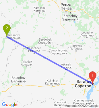 Маршрут из Саратова в Кирсанова