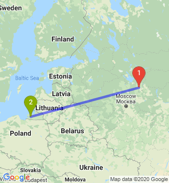 Маршрут из Ярославля в Калининград