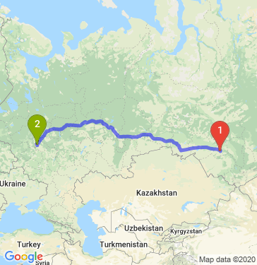Маршрут из Бердска в Москву