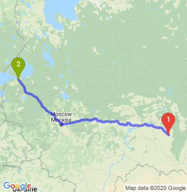 Маршрут из Уфы в Санкт-Петербург