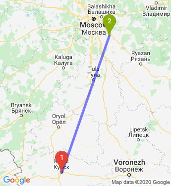Маршрут из Курска в 