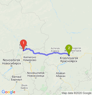 Маршрут из Томска в Красноярск