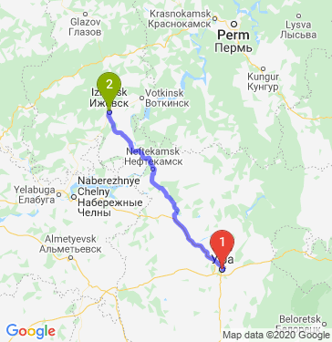 Маршрут из Уфы в Ижевск