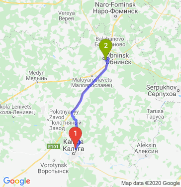 Маршрут из Калуги в Обнинск