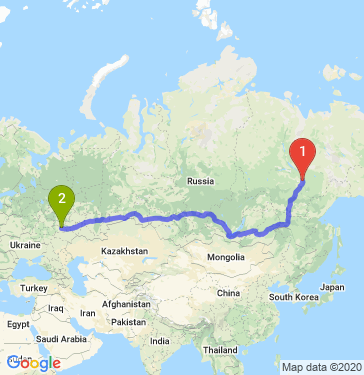 Маршрут из Якутска в Пензу