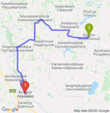 Маршрут из Армавира в Изобильный