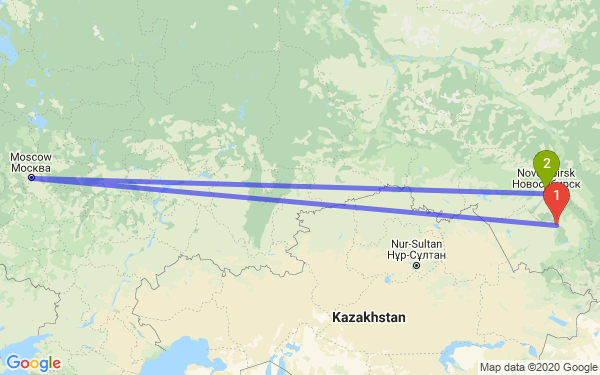 Маршрут из Барнаула в Новосибирск