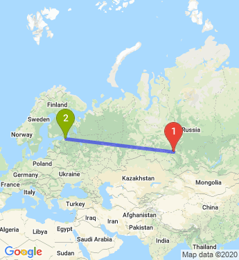 Маршрут из Томска в Санкт-Петербург