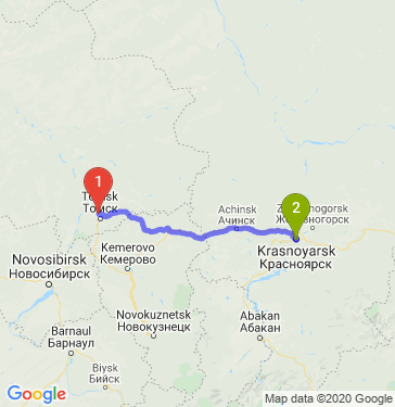 Маршрут из Северска в Красноярск