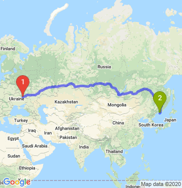 Маршрут из Белгорода в Находку