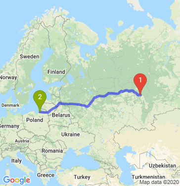 Маршрут из Перми в Калининград