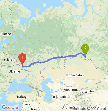Маршрут из Курска в Омск