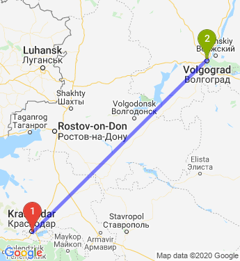 Карта краснодар волгоград