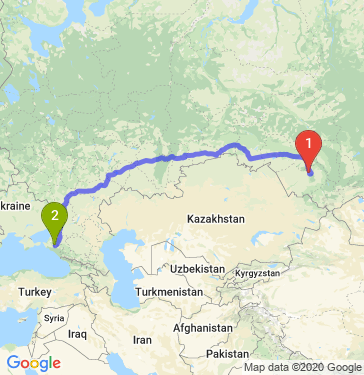 Маршрут из Барнаула в Краснодар
