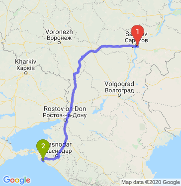 Маршрут из Энгельса в Новороссийск