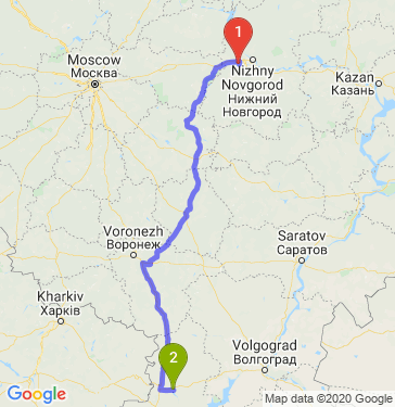 Маршрут из Дзержинска в Белую Калитву