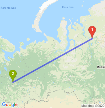 Маршрут из Норильска в Ярославль