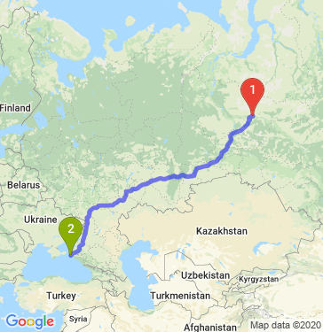 Маршрут из Сургута в Анапу