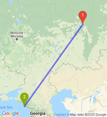 Маршрут из Перми в Сочи